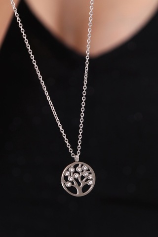 Bhs Life Kadın Gümüş Renk Yaşam Ağacı Çelik Kolye