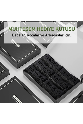 Anthony Jackson Likralı Premium Erkek Boxer Eddy 6'lı Siyah