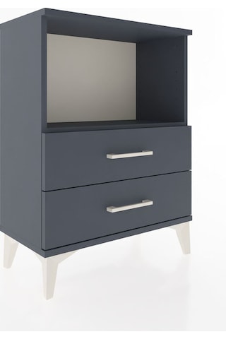 Arges Komodin 2 Çekmeceli 60x30x80 Antrasit-antrasit Antrasit
