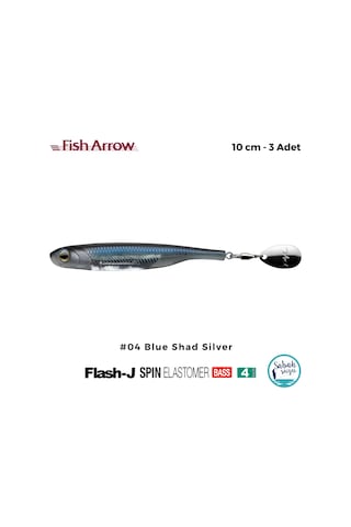 Fish Arrow Flash J Spin Elastomer 10cm 4'' 04 Blue Shad Silver Silikon Balık 3 Adet