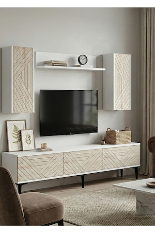 Tvr1802bt - Ferrotvr180 Tv Ünitesi Takımı Beyaz-traverten Kapak 180cm Beyaz-traverten