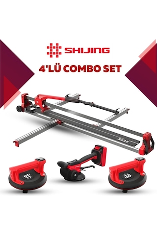 Shıjıng Tools Manuel Kesici Dijital Vantuz Ve Fayans Vibratörü 4'lü Pro Set