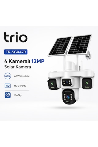 Trio Tr-sgx479 4 Kameralı 4x3 Mp Solar 4g Ptz Sim Kartlı Kamera Veesky