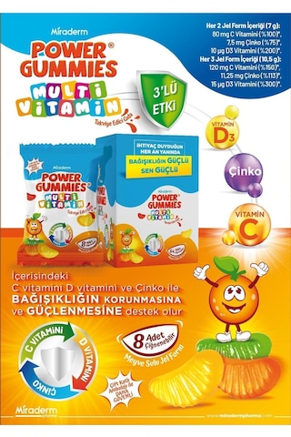 Miraderm Power Gummies Multivitamin 64 Çiğneme Jeli