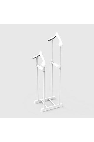 Çift Askılıklı Yükselik Ayarlı Dilsiz Uşak &Elbise Askısı Beyaz