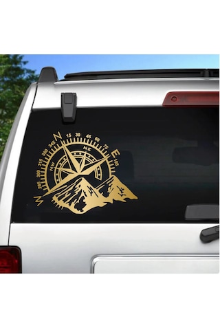 Pusula Ve Dağ Sticker - 4x4 Off Road Adventure Sticker - Araba Oto Motosiklet Karavan Sticker - 02112 50x39 Cm