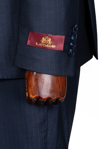 İlayda Emir Luxury, İtalyan Kesim, Slim Fit, Kruvaze, Çizgili, Erkek Takım Elbise Lacivert