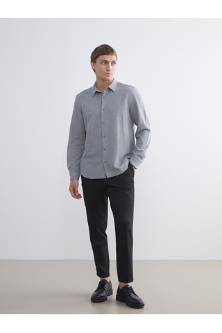 Lcw Vision Gri Slim Fit Uzun Kollu Erkek Dokulu Gömlek