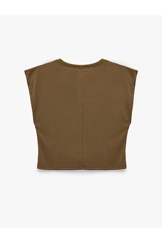 Koton Modal Karışımlı Bisiklet Yaka Kısa Kollu Basic Pijama Üstü Kahverengi 7wlk40105mk Kahve