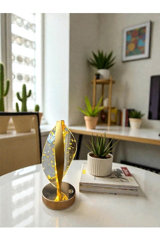 Lotus Aura Model Modern Ambiyans Parıltı Dekoratif Led Gece Lambası Altın