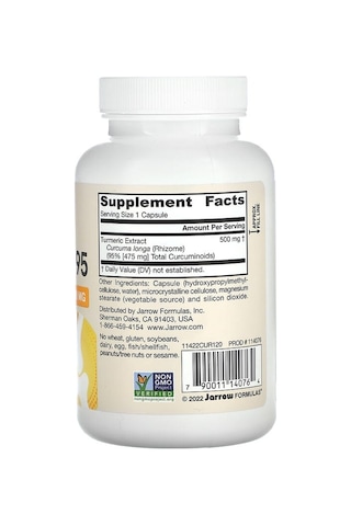 Takviye Jarrow Formulas, Curcumin 95, Turmeric Extract, 500 Mg, 120 Veggie Capsules