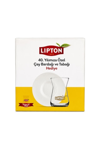Lipton Yellow Label Demlik Poşet Çay 100lü X 2 Adet + Lipton 40. Yıl Tekli Çay Bardağı Hediyeli
