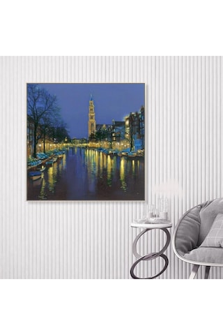 Şehir El Yapımı Yağlı Boya Tablo 76x77cm