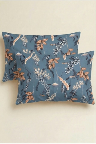 Lily 2'li Ranforce Yastık Kılıfı 50x70 Flaplı Mavi