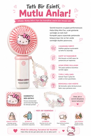 Hello Kitty Sevenlere Özel Ferahlık Yazın En Çok Sevilen Mini Fanı