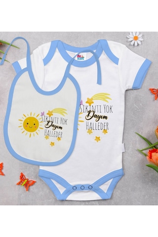Bk Kids Sıkıntı Yok Dayım Halleder Tasarımlı Bebek Body Zıbın - Mavi Çok Renkli