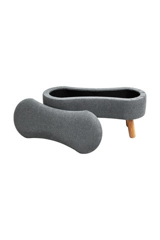 Scala Sandıklı Bohem Ahşap Ayaklı Puf/bench, Gri