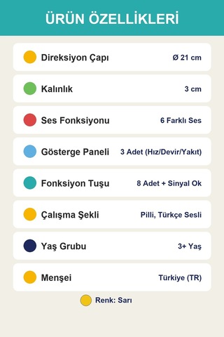 Turbosürücü Sesli Işıklı Direksiyon Oyuncağı Sarı