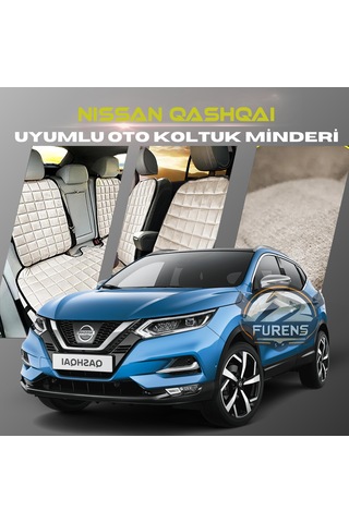 Nissan Qashqai Bej Tay Tüyü Cepli & Terletmez Sırtlı Oto Koltuk Minder Seti - Koruma Kılıfı Ön & Arka Set