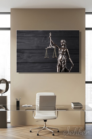 Kanvas Tablo Adalet Tanrıçası Themis Lady Justice Yatay Duvar Tablosu - 4790 Çok Renkli