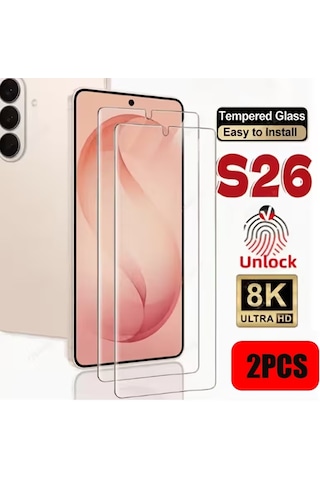Samsung Galaxy S26 İle Uyumlu Ekran Koruyucu Şeffaf Temperli Kırılmaz Cam Ekran Koruyucu 2 Adet
