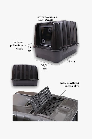 Pribor Hz-335 Kedi Köpek Evcil Hayvan Tuvaleti Büyük Boy Siyah