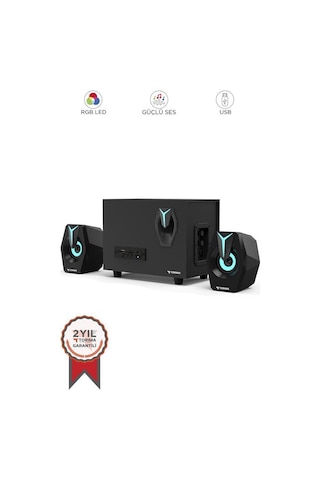 Torima D37 Siyah Bluetooth Hoparlör 2in1 Subwoofer Rgb Işıklı Bilgisayar Hoparlörü Speaker