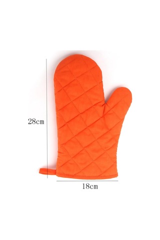 Mikrodalga Izgara İçin Polyester-pamuklu, Isıya Dayanıklı Fırın Eldiveni 2 Adet Mutfak Eldiveni - Turuncu Diğer