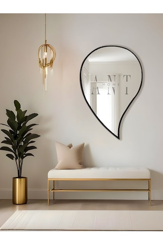 Asimetrik Ayna, Duvar Aynası, Konsol Aynası, Holl Aynası 75 X 50 Siyah