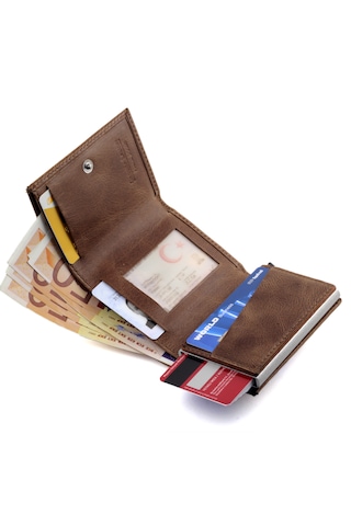 Ancora Leather Hakiki Deri Crazy Mekanizmalı Erkek Cüzdanı Kahve Kahverengi