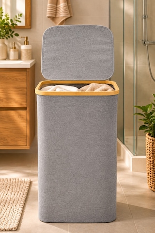 Kapaklı 75 L Katlanabilir Çamaşır Sepeti, Kirli Sepeti 57x40x30 Cm Diğer