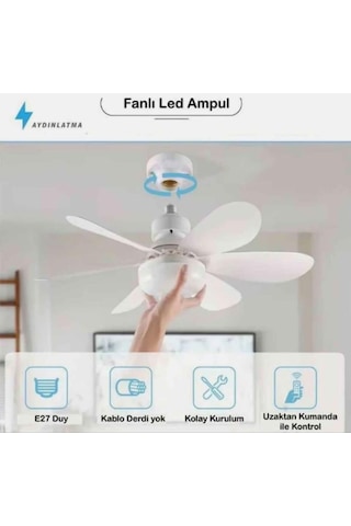 30w Uzaktan Kumandalı Tavan Tipi Fan Ampul Ayarlanabilir Işık Ve Serinletici Fan