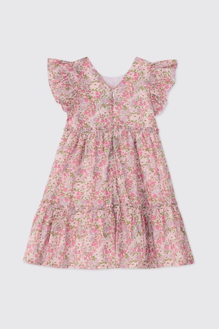 Panço Liberty Kumaş Kız Bebek Pembe Elbise