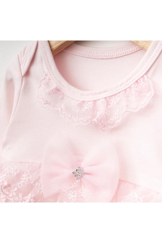 Ürünya Kız Bebek Tokalı Tüllü Zıbın Elbise Pembe