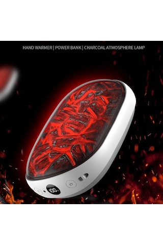 Dm X6 10000mah Güç Bankası 3 Vitesli Kışlık Elektrikli El Isıtıcı Kömür Ateşi Tasarım - Beyaz