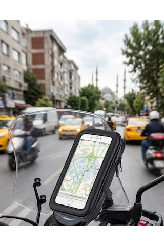 Mey İthalat Su Geçirmez Motosiklet Telefon Tutucu Evrensel Gidon Montaj Navigasyon Standı