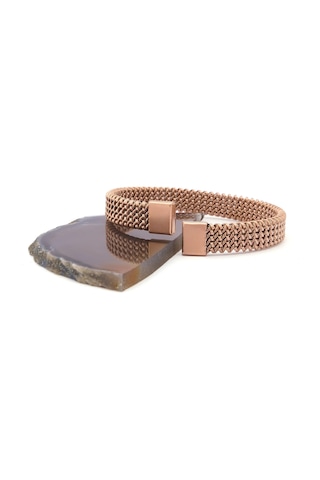 316l Çelik Rose Gold Halat Model Erkek Kelepçe Bileklik Eblk-412 Rose Gold