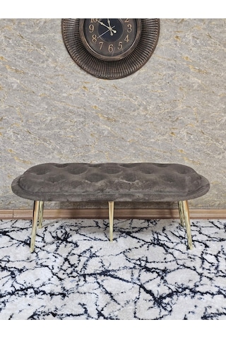 Zafir Ufo Oturak Bench - Gold Kaplama Sivriltme Ayak - Oturak - Bench - Puf - Yatak Ucu Pufu Kahverengi
