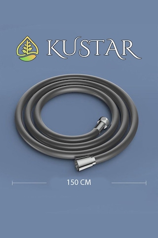 Kustar Nano Silikon Patlamaz Yırtılmaz Ezilmez Duş Hortumu 150 Cm Gri Banyo Duş Hortumu Krom