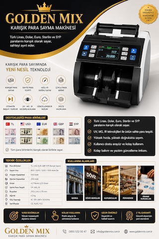 Golden Mix Doları Karışık Sayman Para Sayma Makinesi
