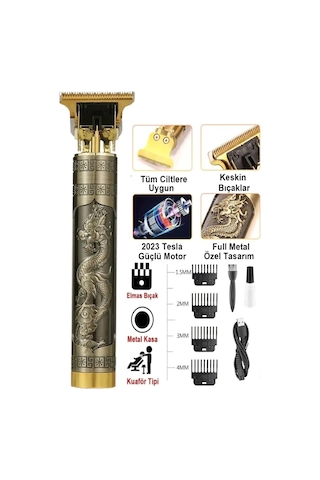 Ejderha Motifli T Jiletli Sıfır Kesim Tıraş Makinası