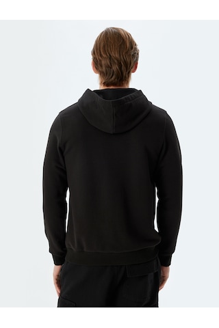 Koton Kapşonlu Sweatshirt Basic Uzun Kollu Pamuklu Siyah 5wam70037mk Siyah