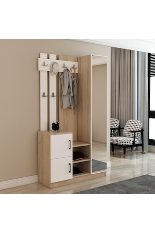 Afillibebek Afilli Nova Kapaklı Aynalı Portmanto Vestiyer Tamamı Mdflam