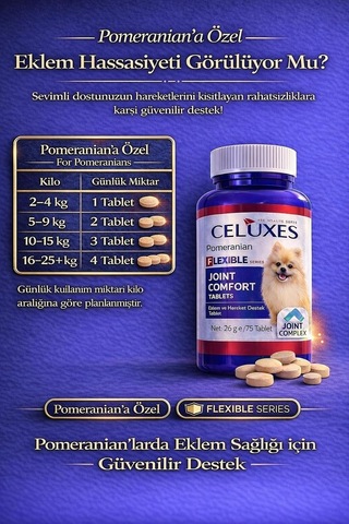 Flexible Premium Eklem Desteği Köpek Tableti 75 Adet Pomeranian