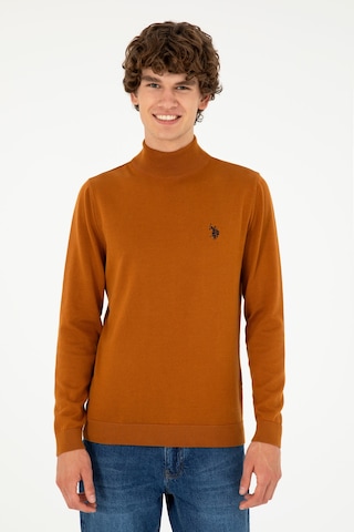 U.S. Polo Assn. Erkek Slim Fit Yarım Boğazlı Coconut Basic Kazak 50293499-VR153