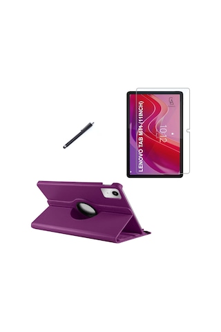 Lenovo Tab M11 Tb-330fu Uyumlu Kılıf Dönebilen Standlı Tablet Kılıfı + Ekran Koruyucu + Kalem
