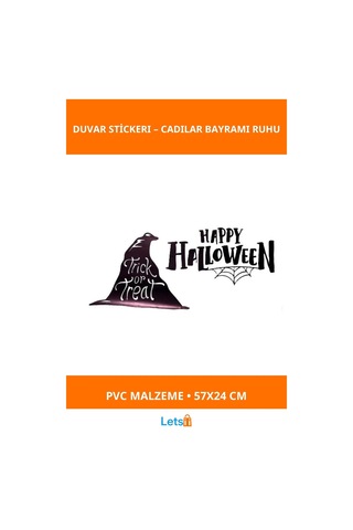 Happy Halloween Temalı Eğlenceli Duvar Stickerı 57 Cm X 24 Cm Çok Renkli