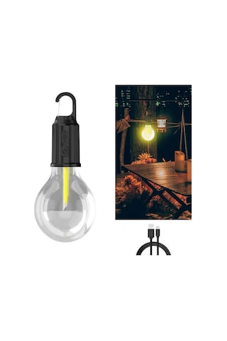 3 Farklı Mod Led'li Şarjlı Asma Kancalı Kamp Lambası Taşınabilir Ampul Çoklu Renk