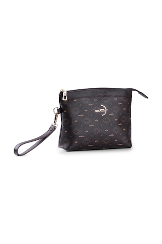 Deri Company Kadın Basic Clutch Çanta Monogram Desenli Logolu Kahverengi Taba (4010K) 214009 Kahverengi - Taba