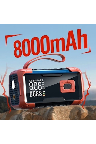 A8888 8.000mah Akü Takviye Cihazı Ve Lastik Hava Kompresörü Araç Şarj Takviye Pompası-1662